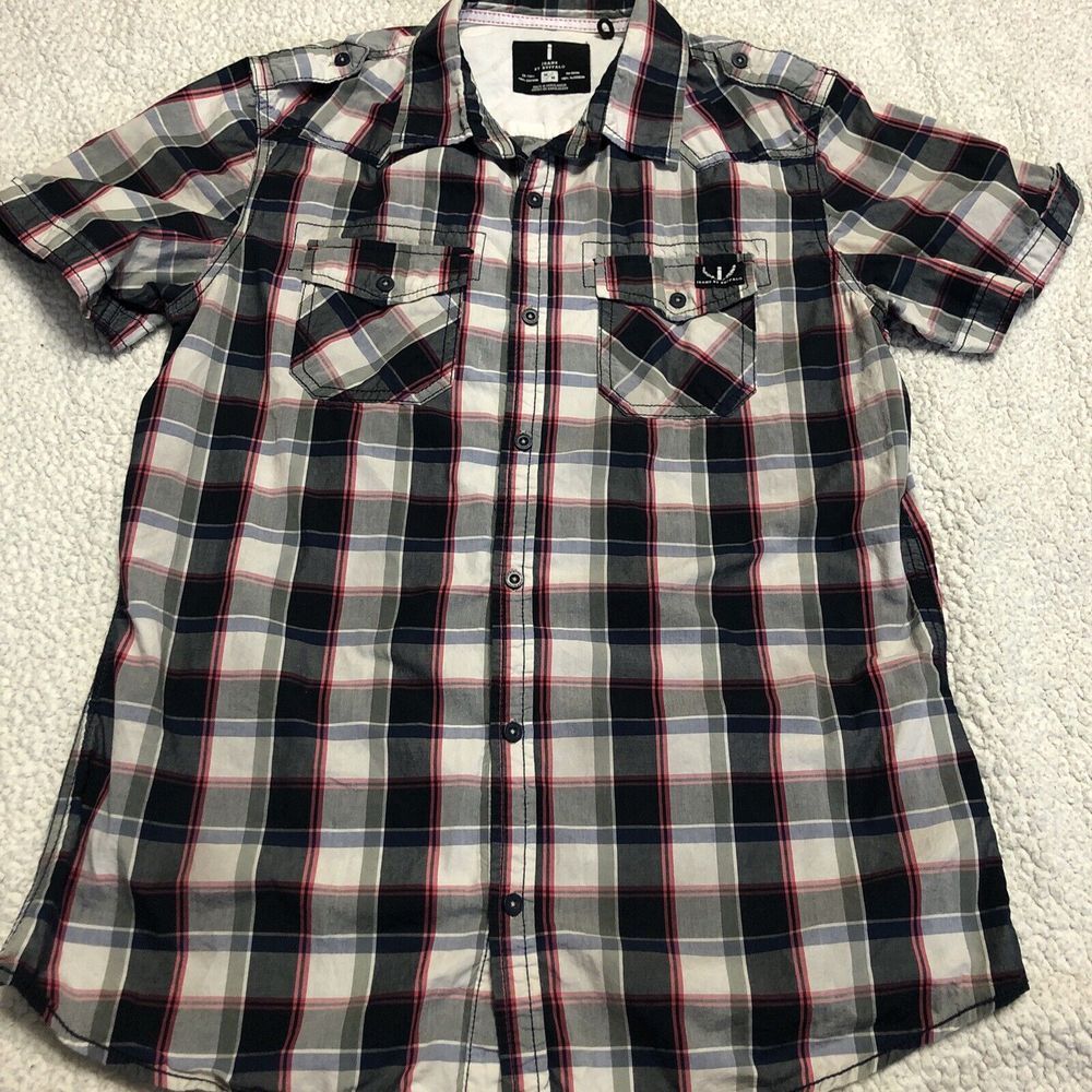 i Jeans By Buffalo Short Sleeve Button Up Shirt Mens‎ Size  M cotton